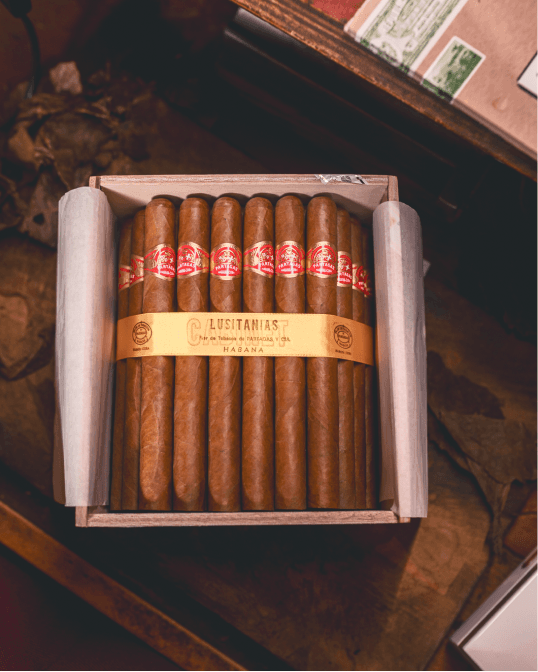 A box of Lusitanias Habana cigars