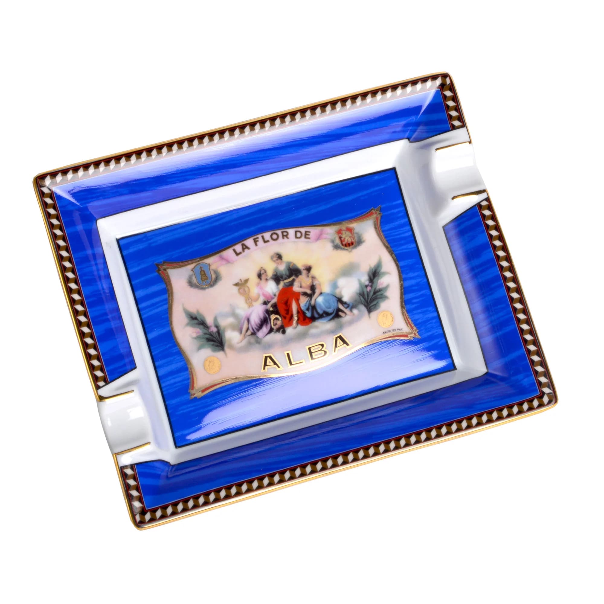 "Flor de Alba" - Porcelain Ashtray - Blue