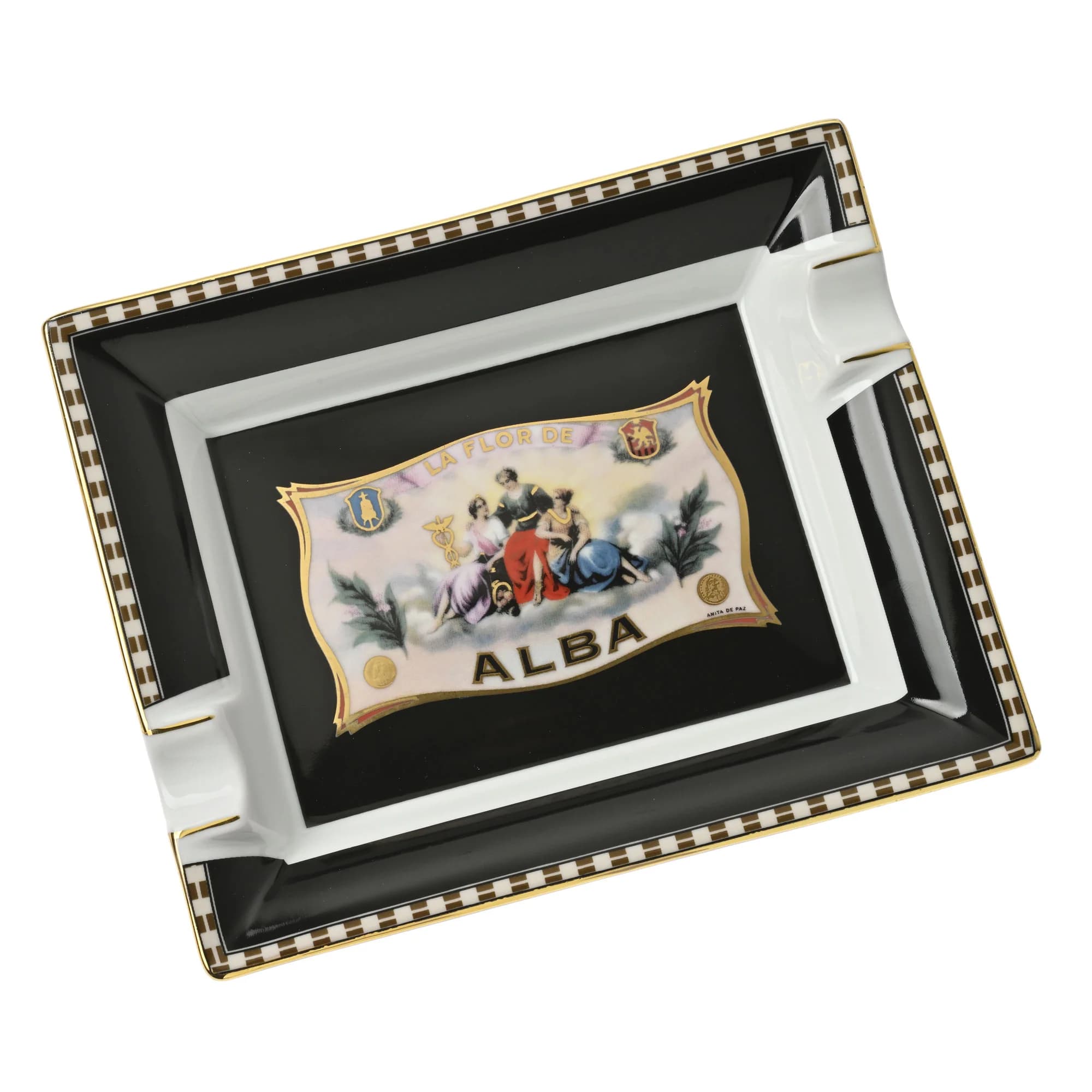 "Flor de Alba" - Porcelain Ashtray - Black